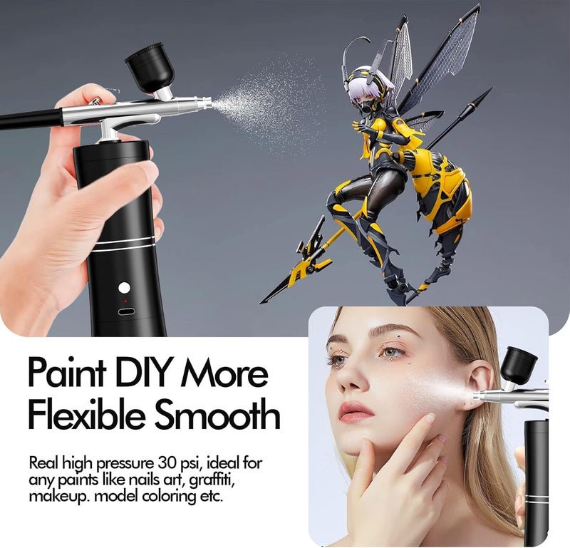 CBVCBV Airbrush Kit Portable Airbrush Air Brush Kit with Air Compressor Airbrush for Nails Airbrush Compressor High Pressure Nail Airbrush Machine Handheld Mini Air Brush Kit (Black) - Image 3